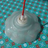 Suspension ancienne, abat jour en verre, luminaire vintage