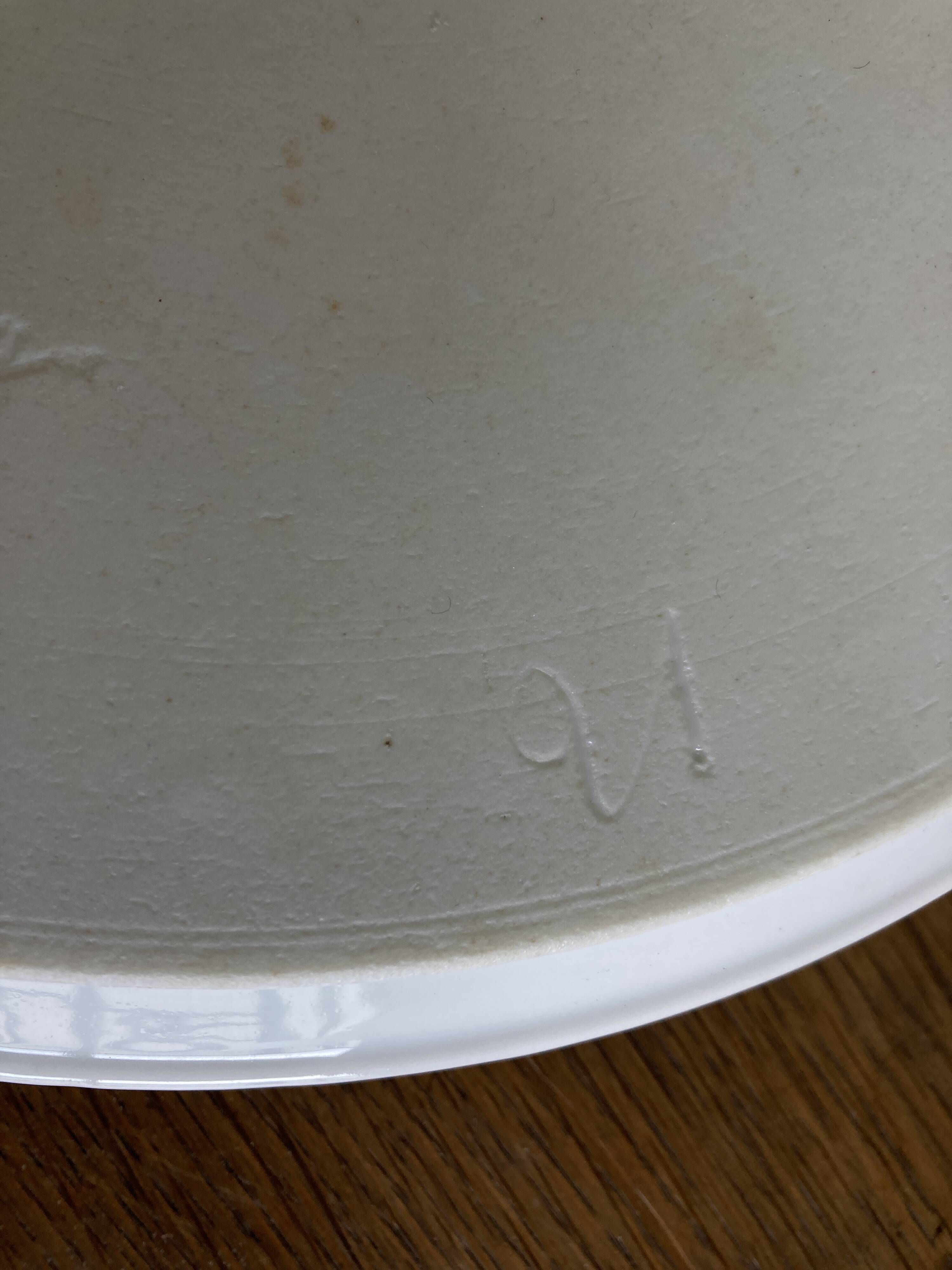 19th century XL office mounted plate, white earthenware display stand