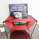 Vinyl record holder, vintage, metal and red scoubidou , rak 50s