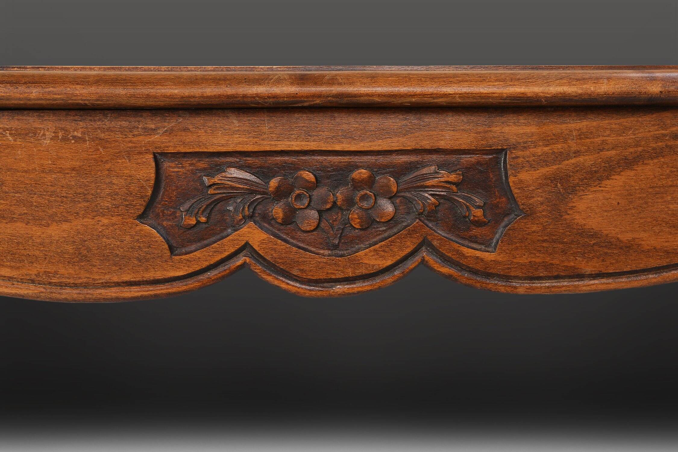 Sculpted Side Table in Wood, Glass & Rattan, France 1950s