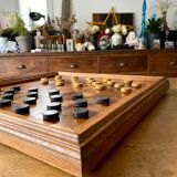 Old wooden checkers board