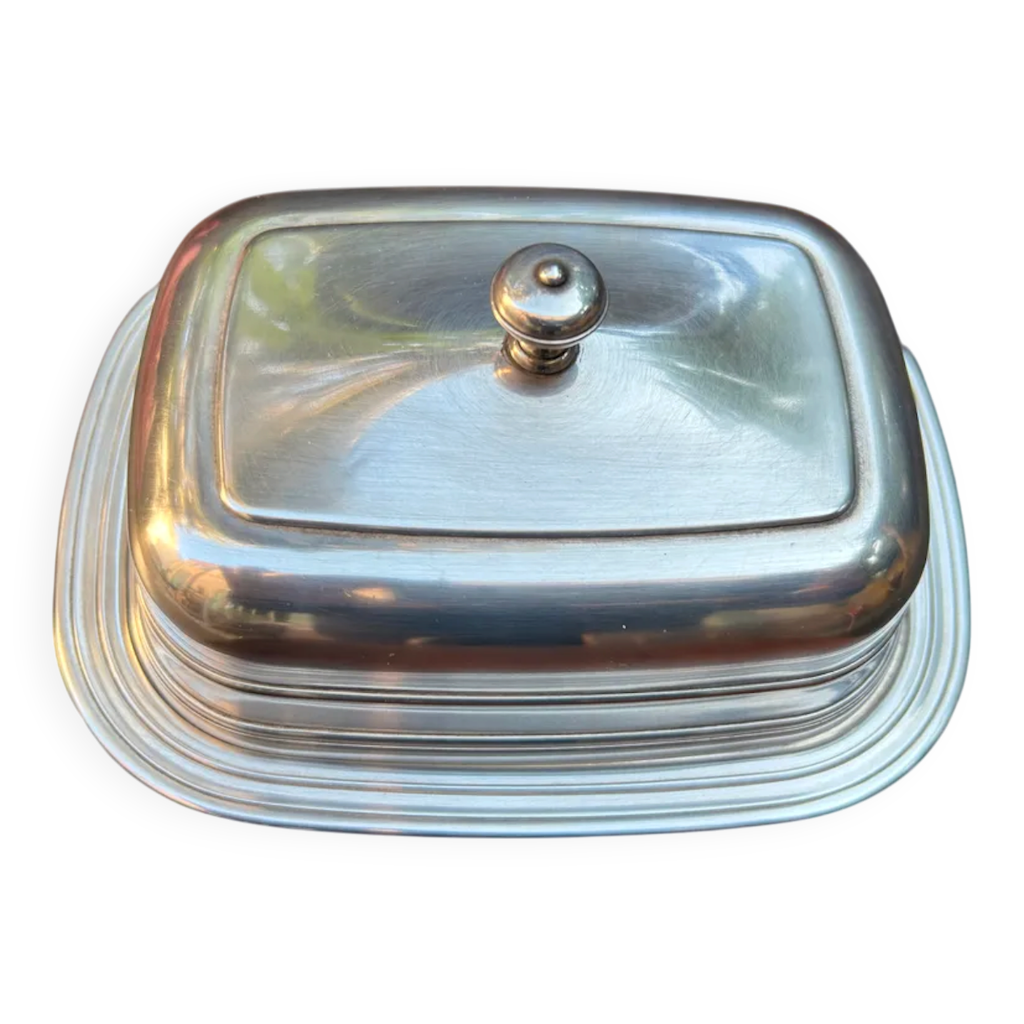 Beurrier Christofle modèle Albi, Complet (3 pièces),Métal Argenté et Verre