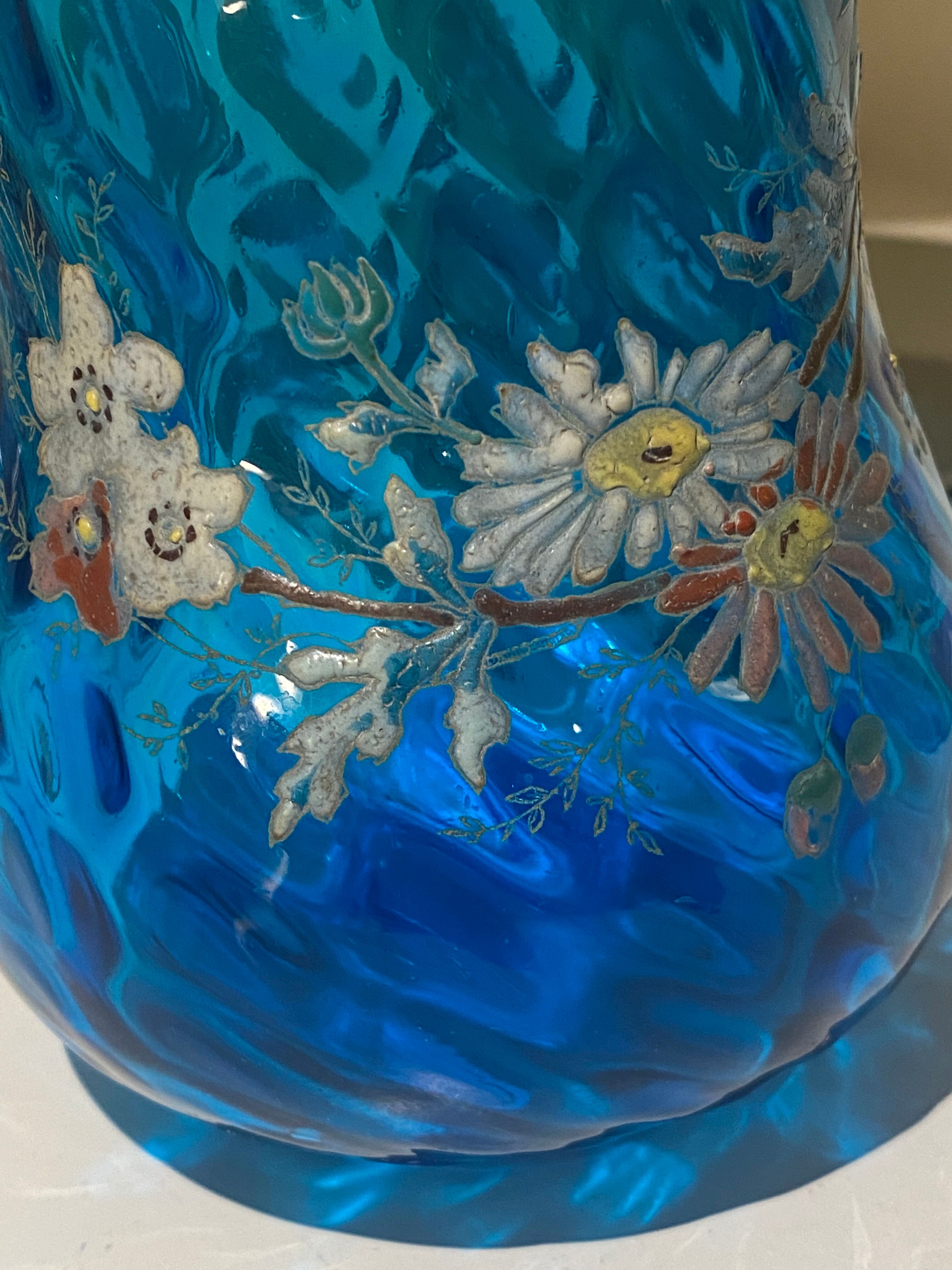 2 painted and enamelled turned glass bottles Napoleon III 3