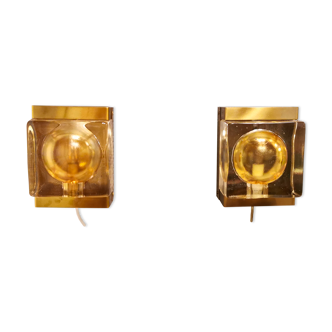 Pair of maritime wall lamps made by Danish Vitrika in the 1960s