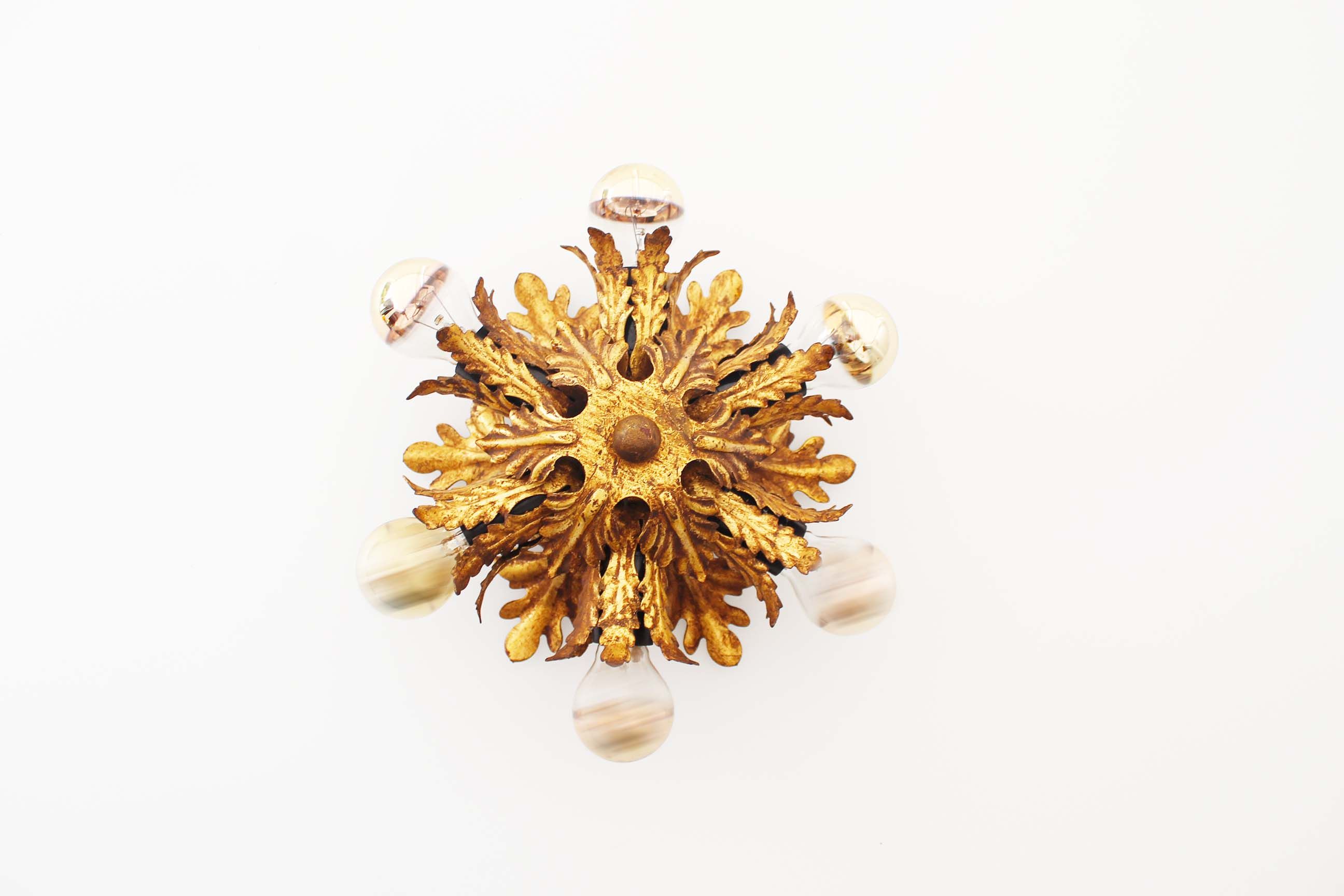 1960’s gilt ‘florentine’ ceiling or wall light by banci firenze