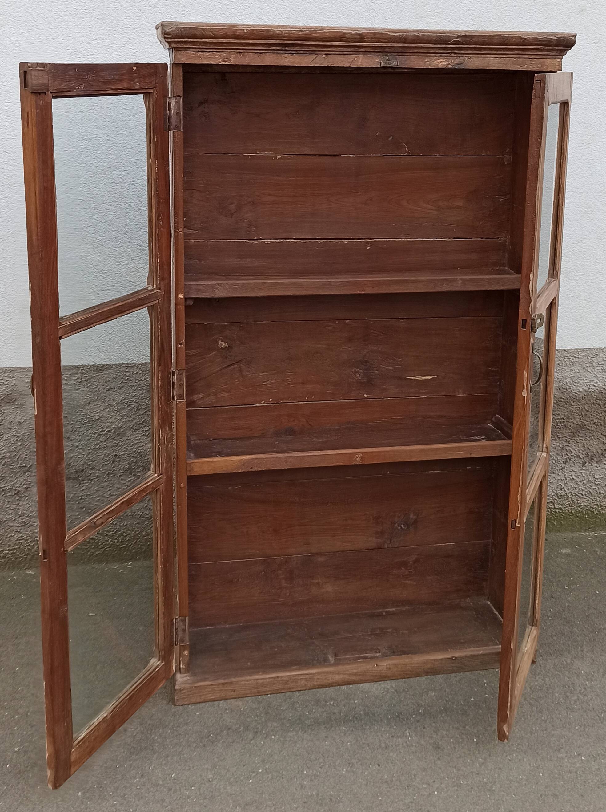 Antique wooden glass cabinet