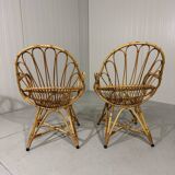 Rattan easy chairs & table Rohé Noordwolde Netherlands 1960’s