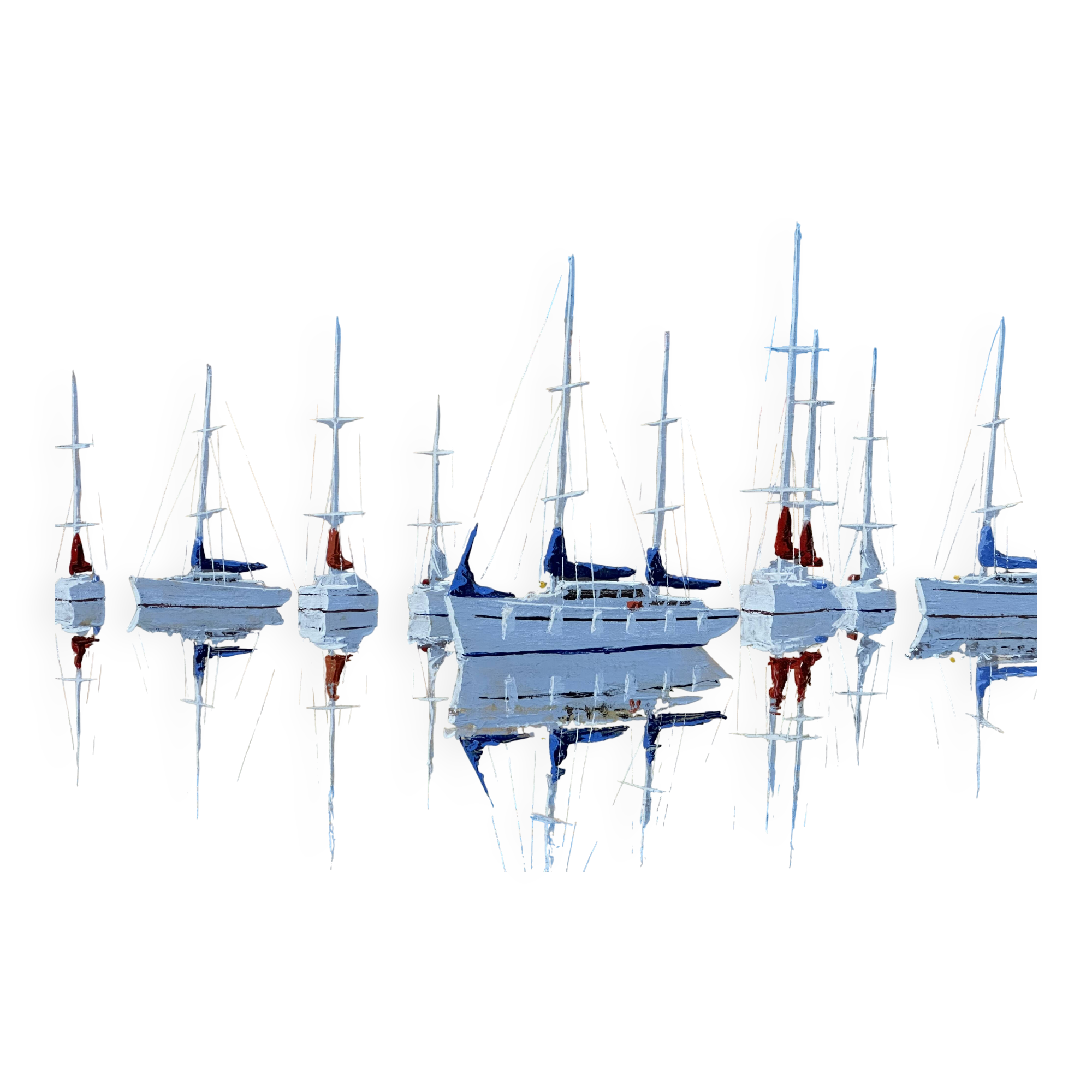 Patrick TURION Large Oil Port of Saint TROPEZ 80x80cm Exhibitions