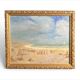 Oil on canvas lively beach scene Normandy framed 20th century