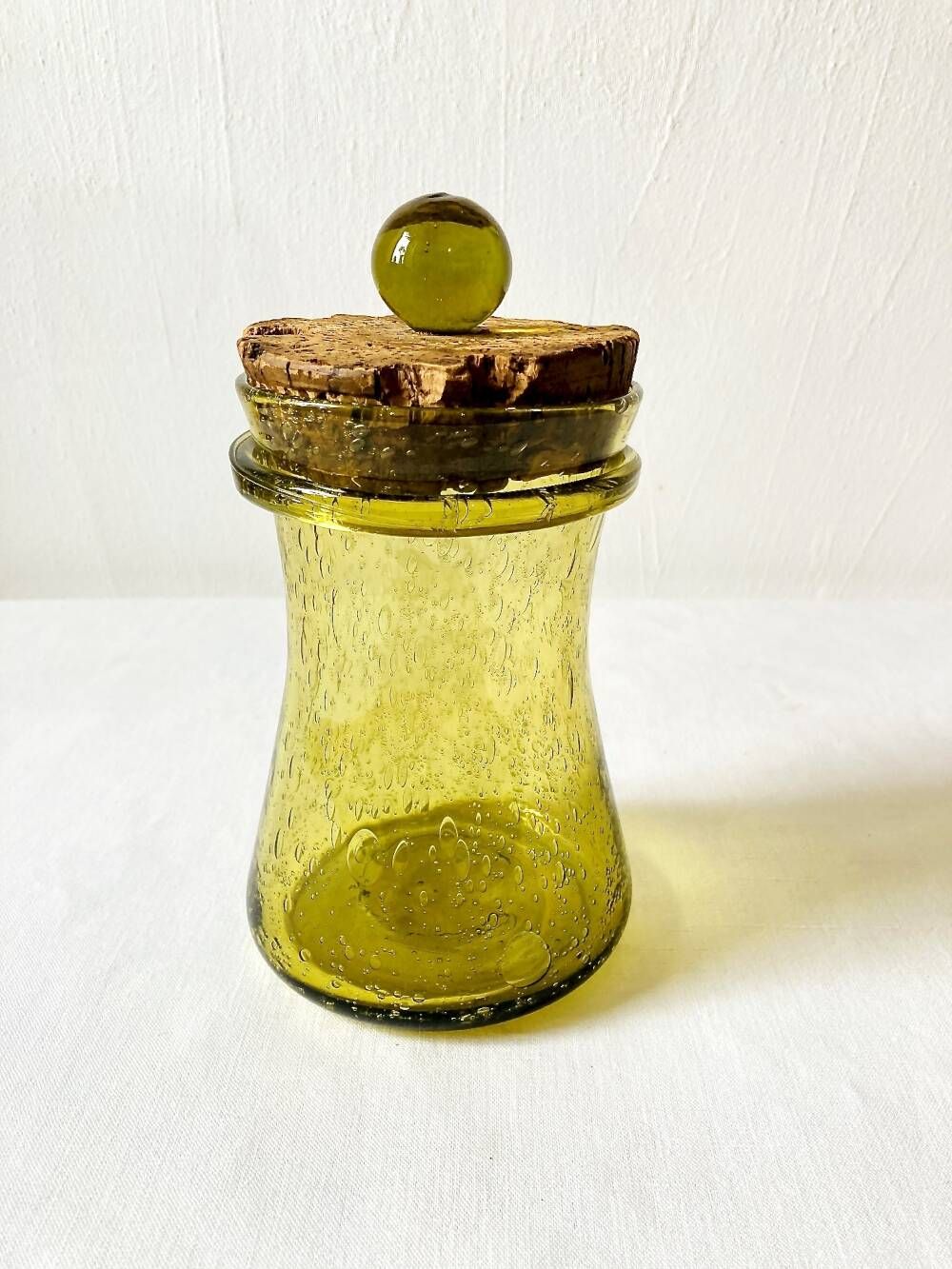 Bubble glass jar with lid, Biot glassware