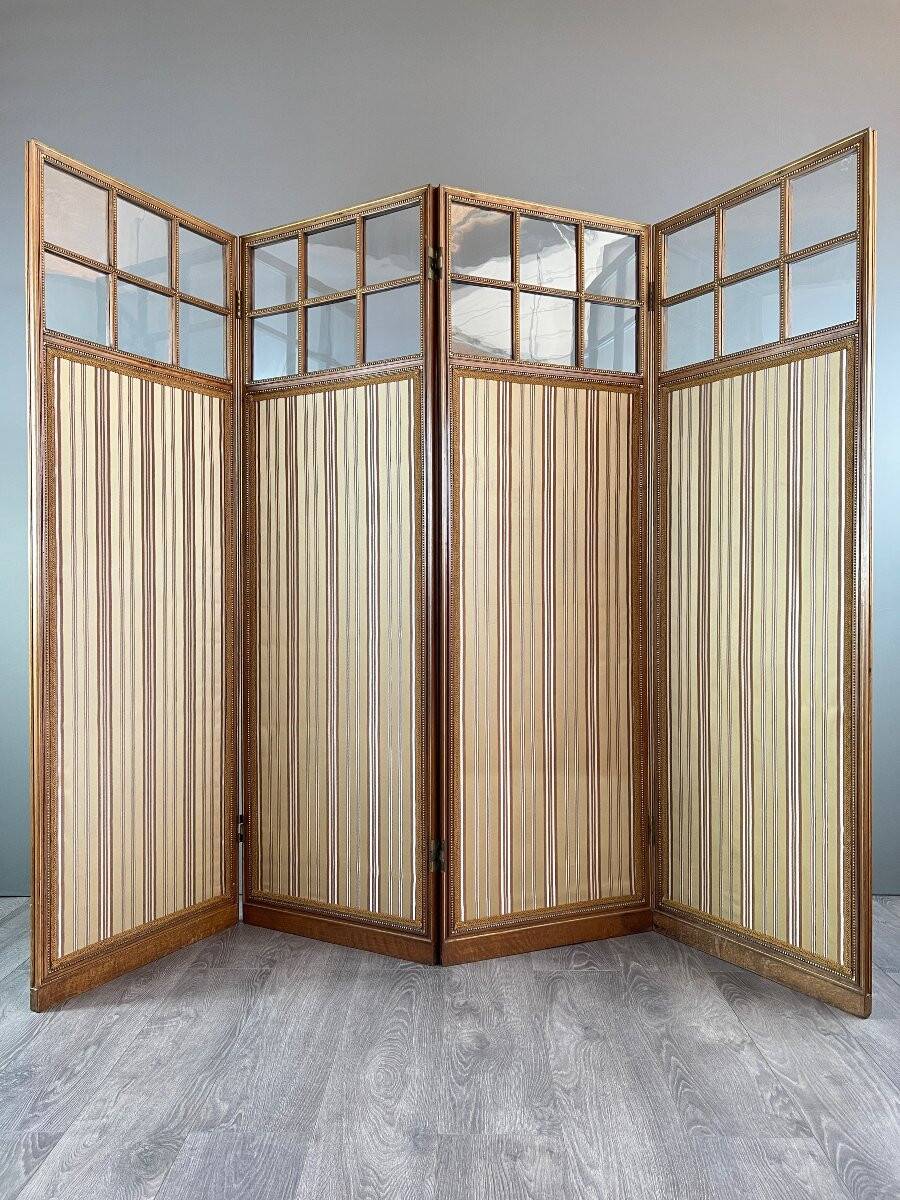 Antique Four-Leaf Screen, 19th Century flag