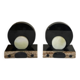 pair of marble and onyx Art Deco bookends