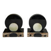 pair of marble and onyx Art Deco bookends