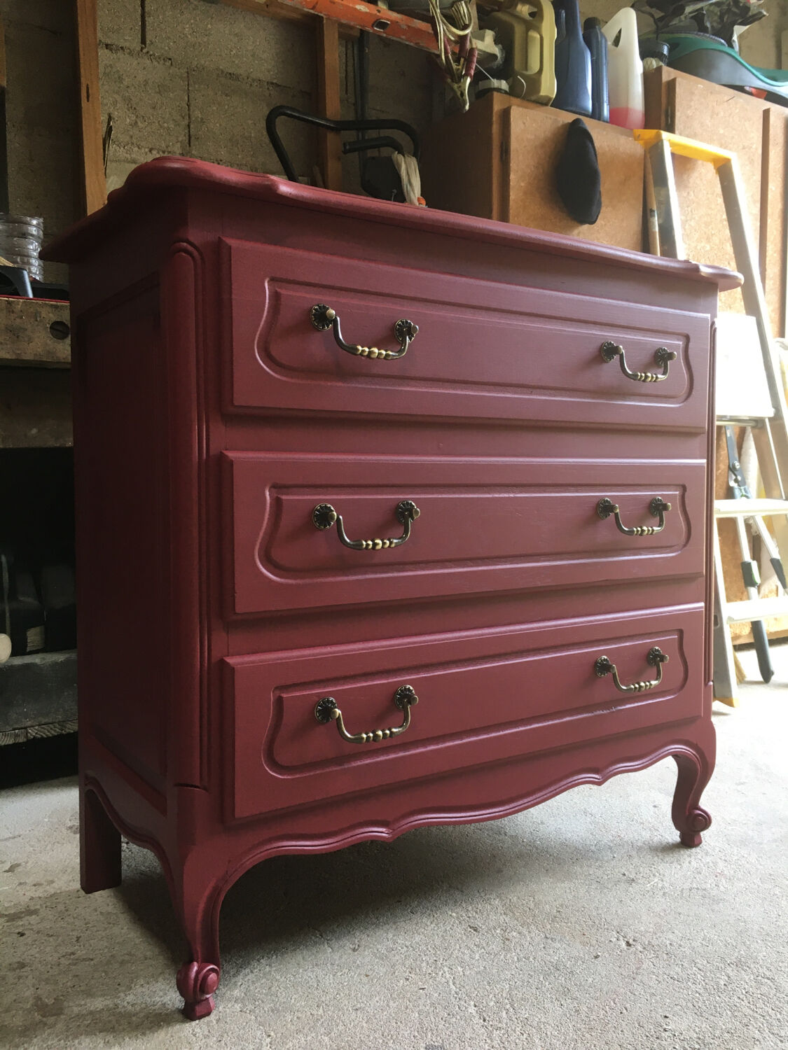 Vintage chest of drawers red bordeaux