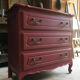 Vintage chest of drawers red bordeaux