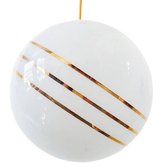 Vintage hollywood regency ball lamp in milk glass gold