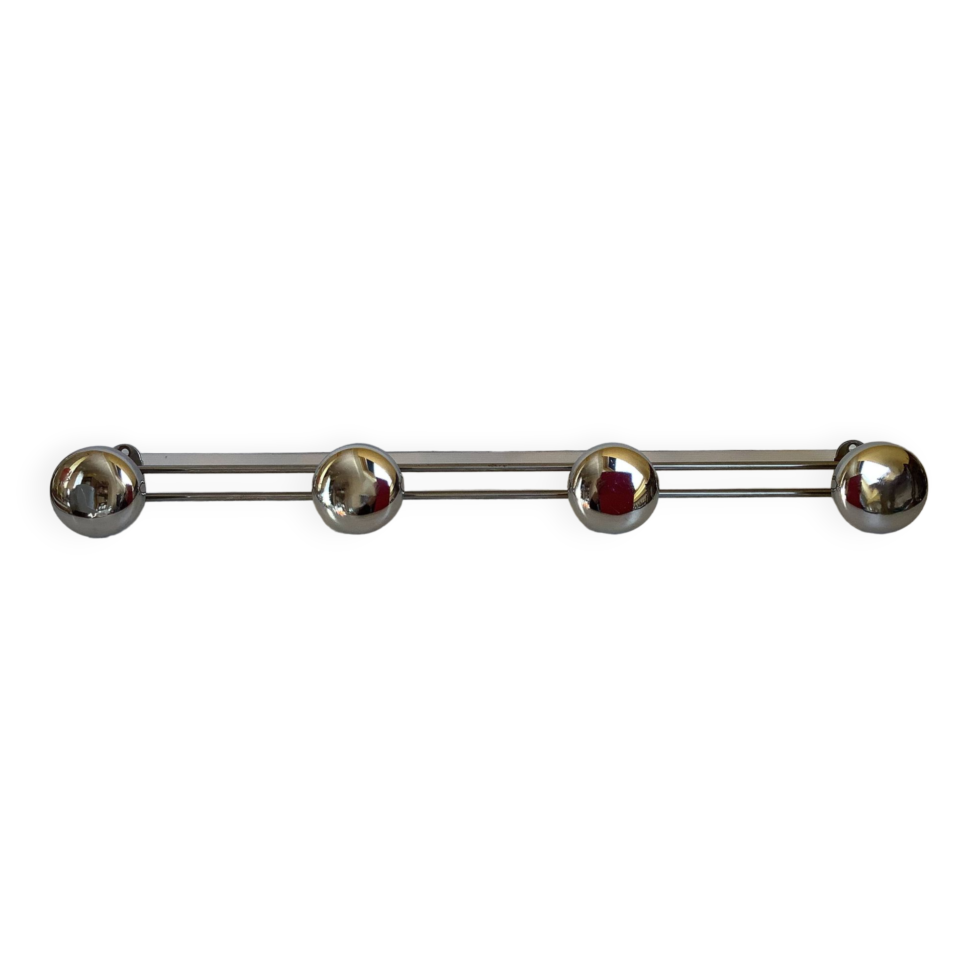 Chromed metal coat rack with four hooks