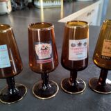 Set 4 amber advertising glasses 1970