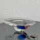Bol décoratif en verre vintage, accents bleus, fabriqué en Italie.