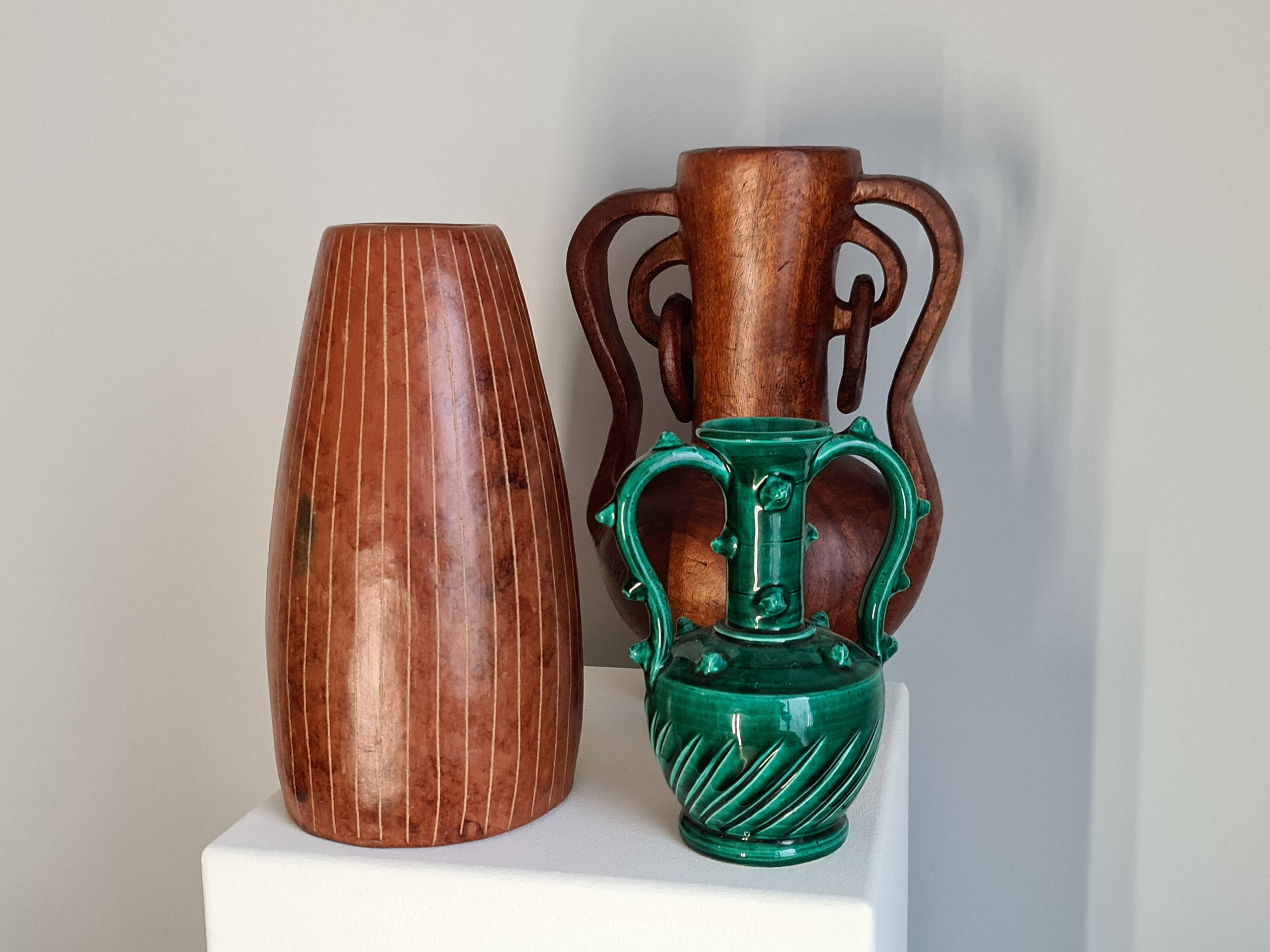 70s ridged ceramic vase