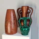 70s ridged ceramic vase