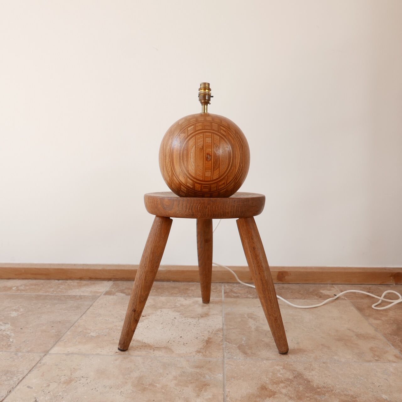 Danish Mid-Century Wooden Globe Table Lamp by Dyrlund
