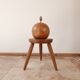 Lampe danoise de table en bois globe de mi-siècle par Dyrlund