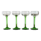 4 digestif glasses bistro green foot 1950s