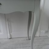 Console, side desk of beautiful craftsmanship re-enchanted in verdigris