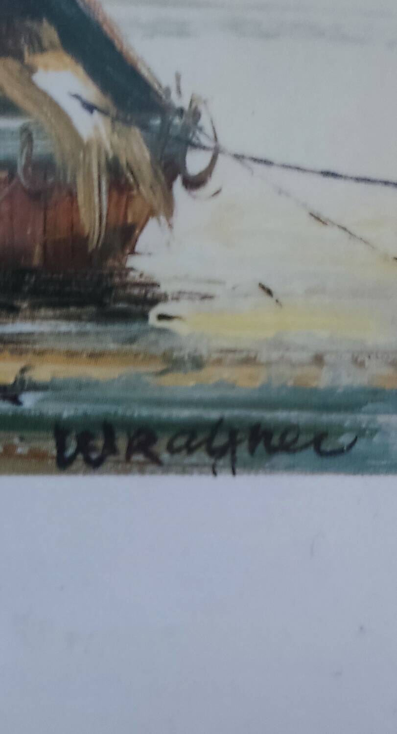 painting of the port of La Rochelle signed Wragner.