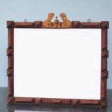 Miroir Tramp Art encadré avec éléments en laiton 94 96 Prusse