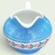 Service à thé en faience ancienne bleu et rose. Sarreguemine 1950
