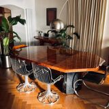 Dining table elm burl Roche Bobois Jean Claude Mahey vintage