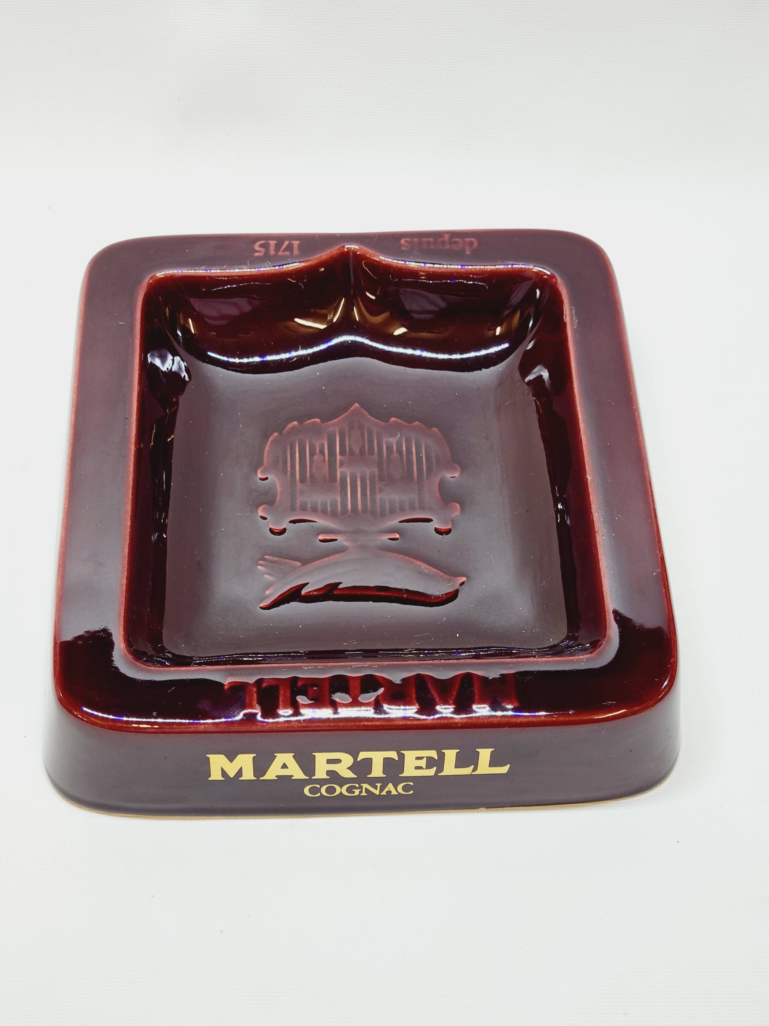 Imposing ceramic advertising ashtray Martell Cognac