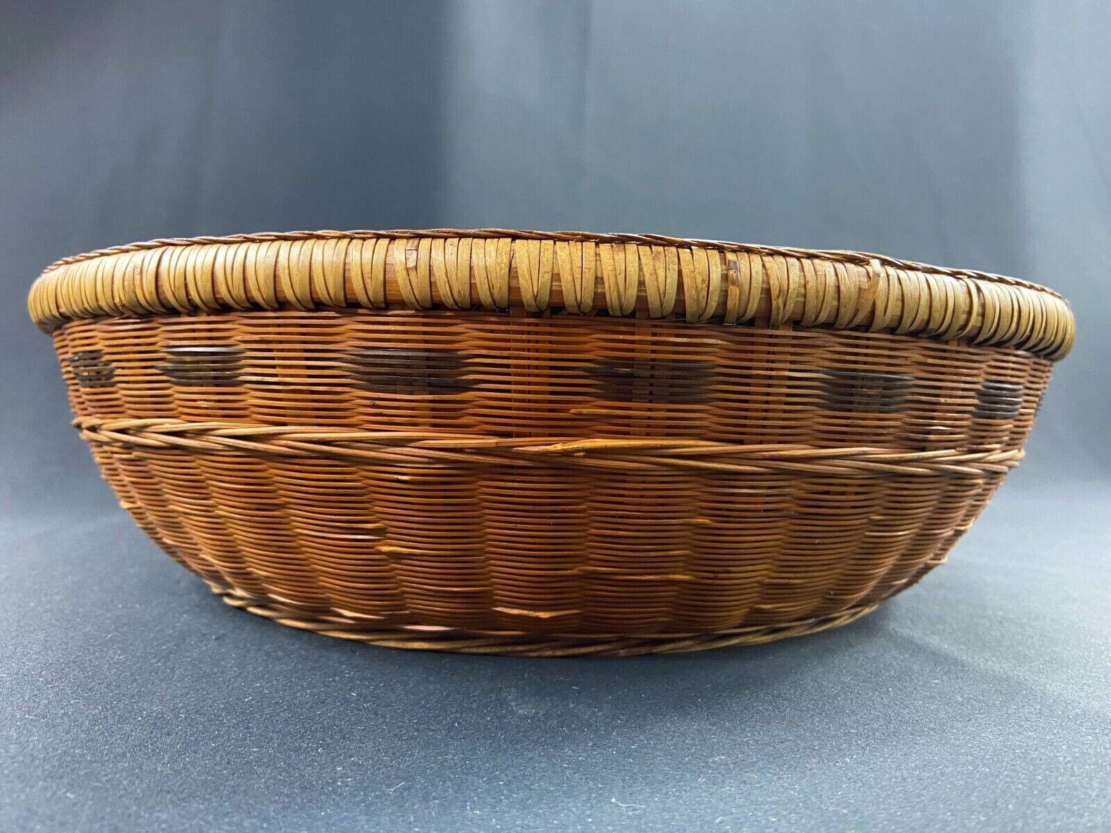 China woven bamboo rice or tea basket late 19th century early 20th century