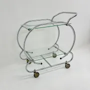 Art deco bar cart trolley chrome tubular, 1930s