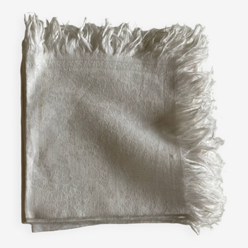 Set of 8 fringed napkins in 19th century linen damask
