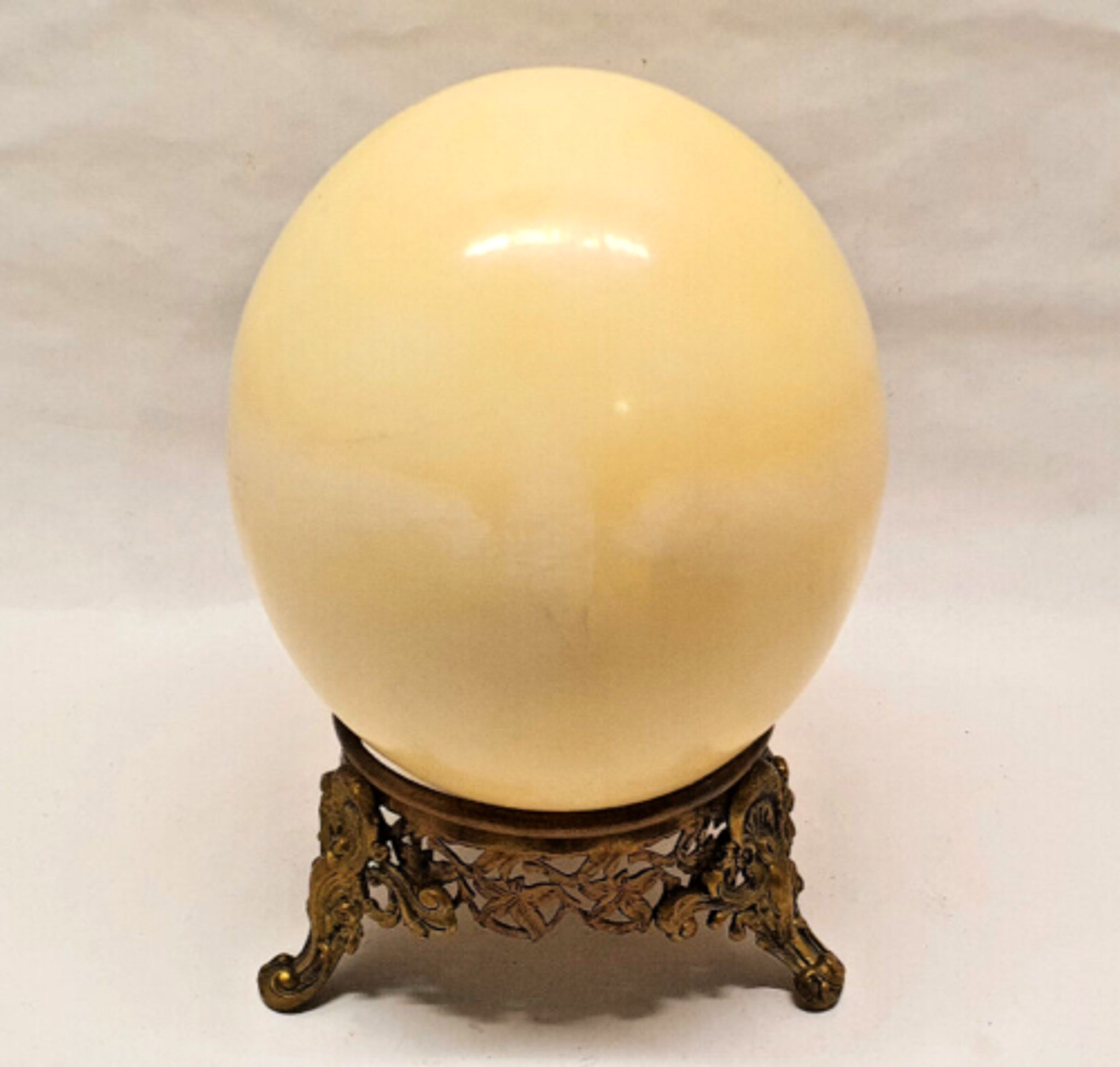 Ostrich egg on bronze foot beautiful deco pattern cabinet of curiosities