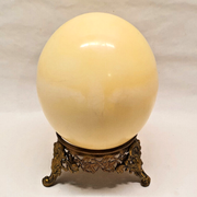 Ostrich egg on bronze foot beautiful deco pattern cabinet of curiosities