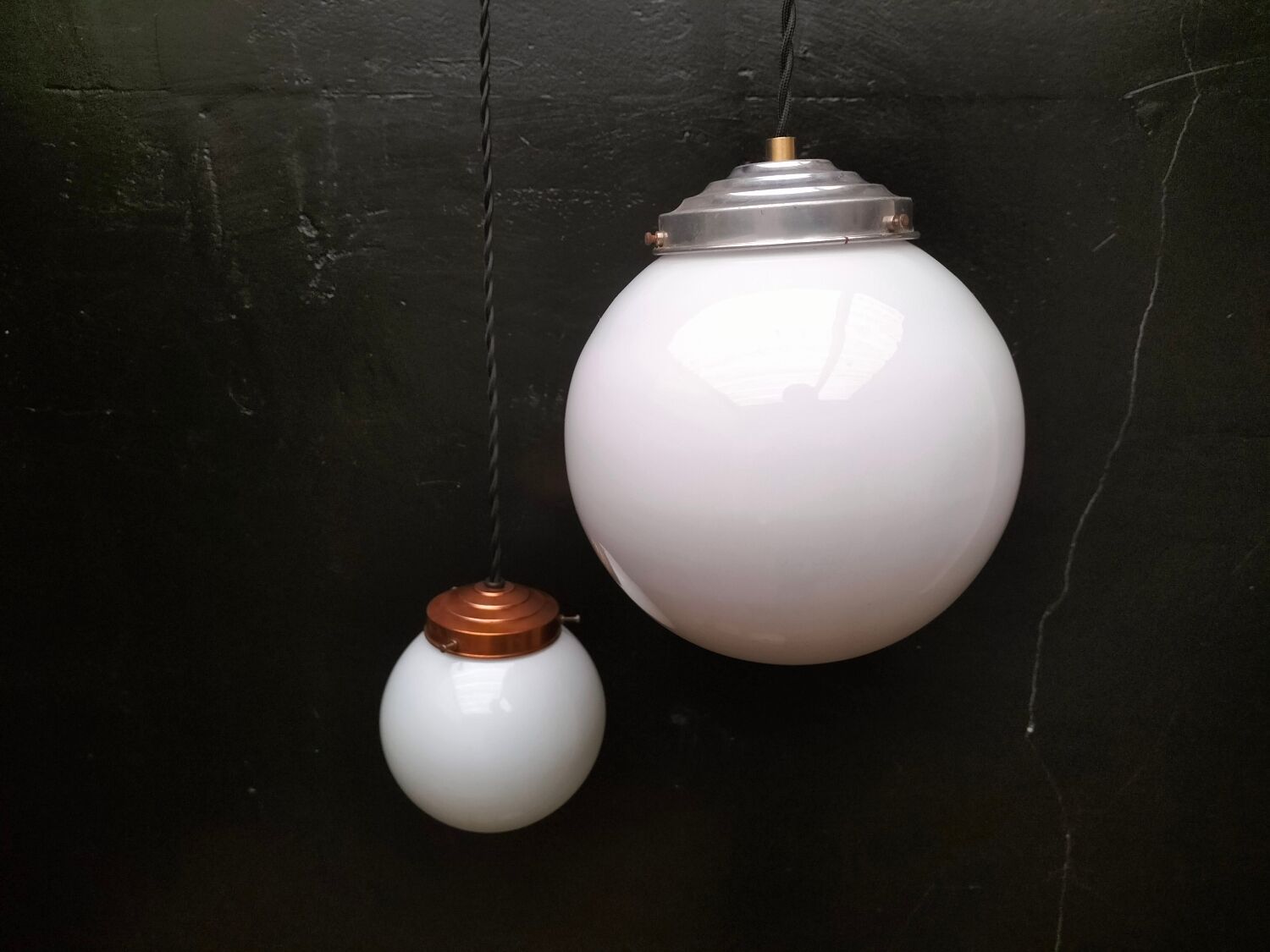 Opaline glass ball pendant lights