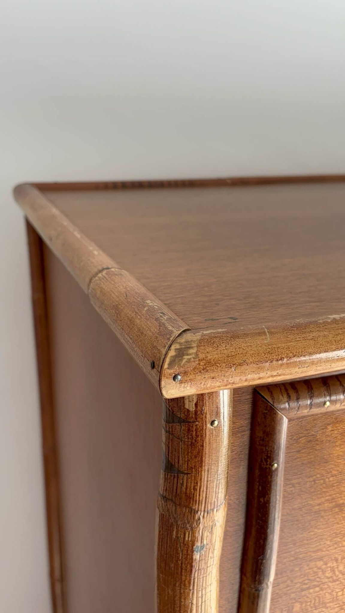 Dalvera wooden and bamboo chest of drawers, 1970