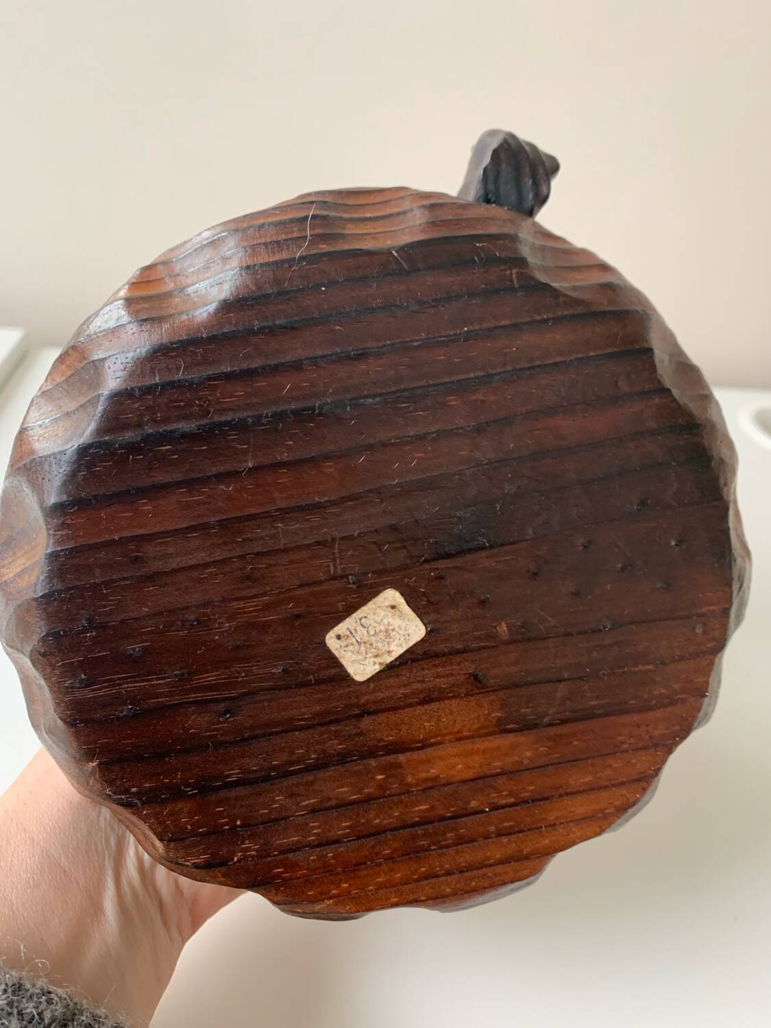 70s wooden candle holder