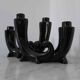 Pair of Art Deco candle holders in black ceramic