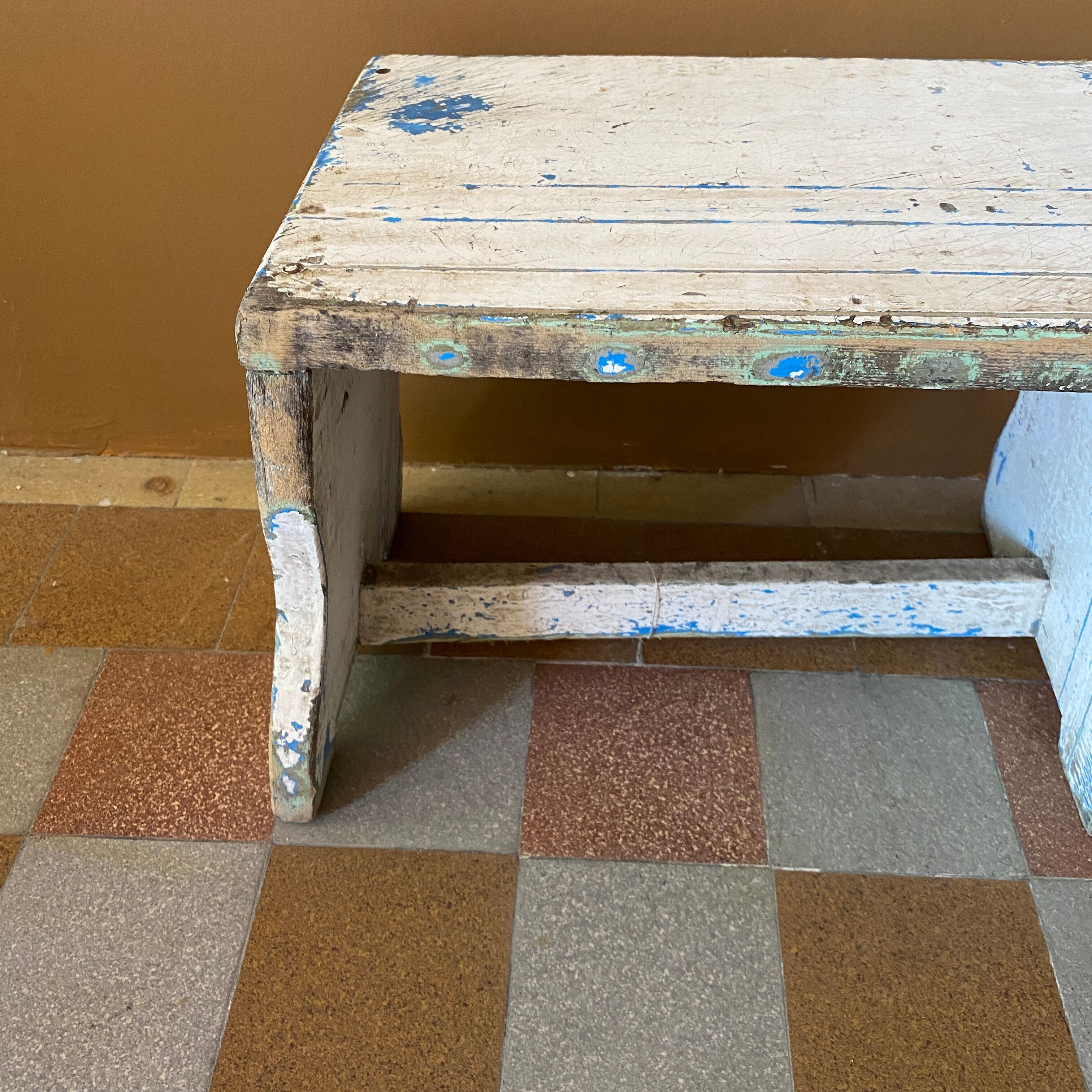 White and blue Hungarian stool
