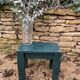 Solid wood farmhouse stool painted green