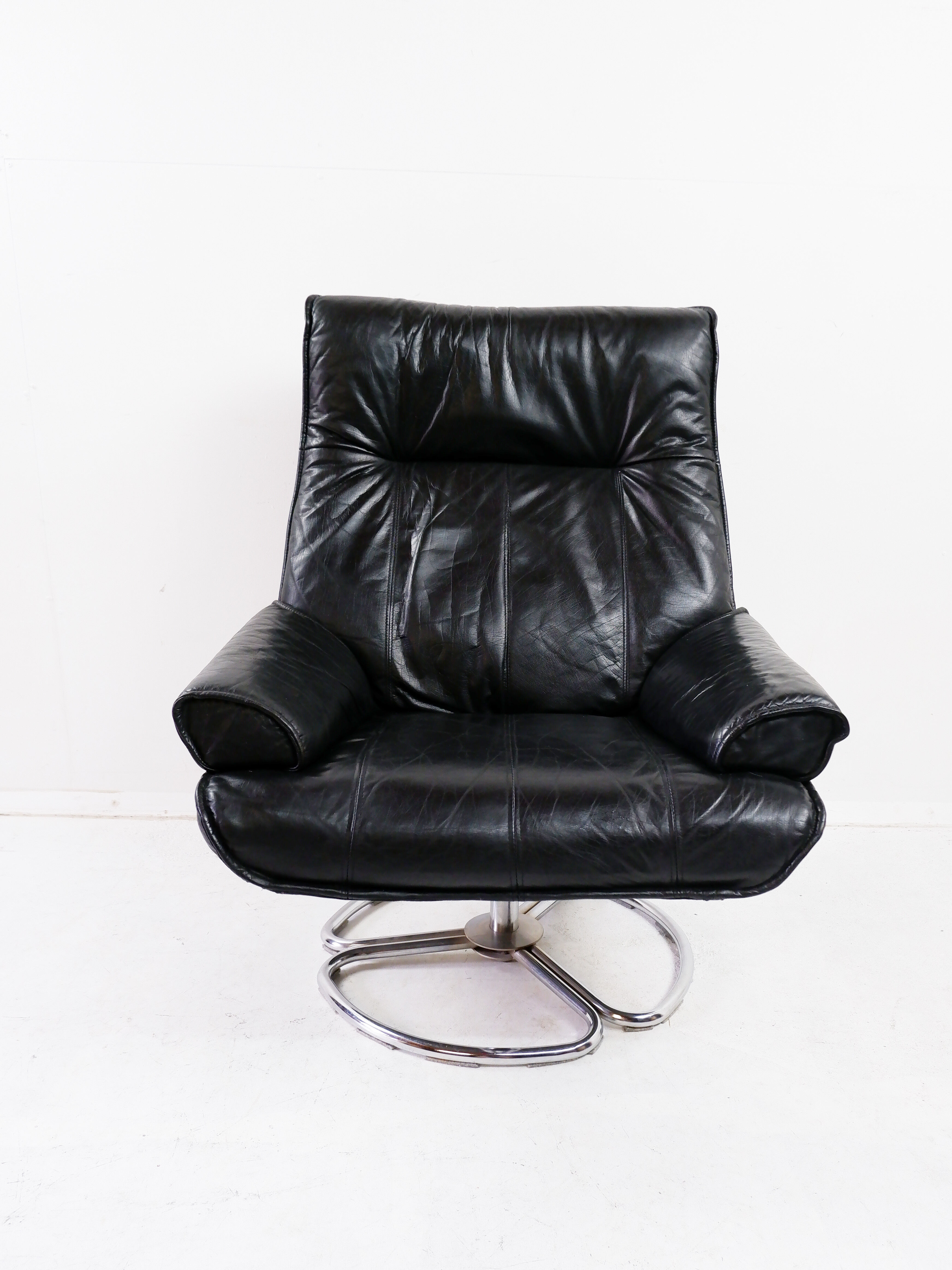 Leather swivel chair, 1970s