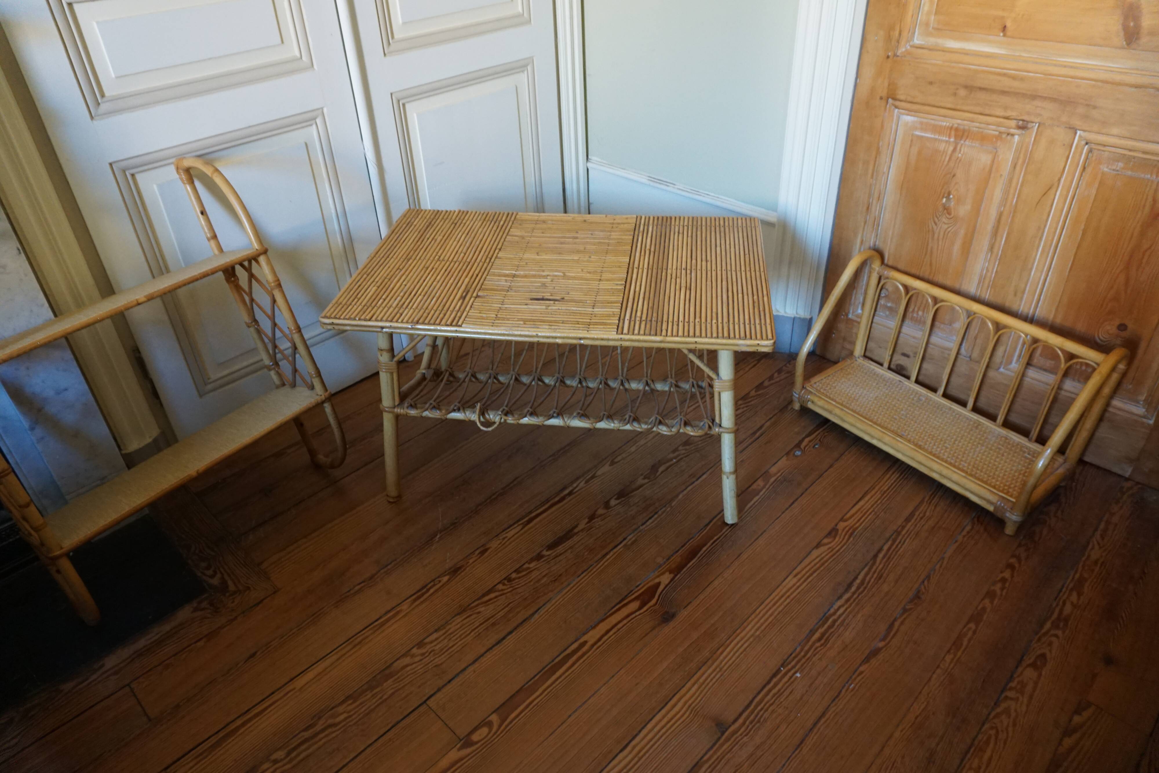 Rattan coffee table, 1960s-70s