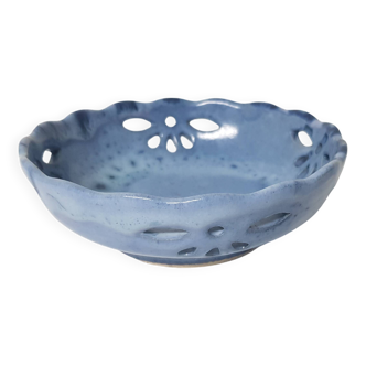 Blue ceramic empty pocket / bowl signed (signature to be identified)
