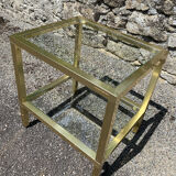 Vintage 1980s rectangular gold metal end table/shelf by pierre vande