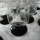 Suite of 11 glasses with engraved glass wine foot of the years 1940 colored foot